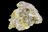 Yellow Cubic Fluorite Crystal Cluster with Quartz - Morocco #141642-1
